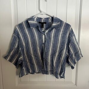 Forever 21 Blue and White Striped Crop Top